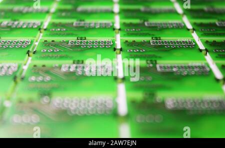 Closeup of electronic circuit board or PCB printed circuit board Stock Photo