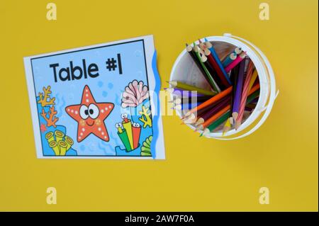 School table ready to go Stock Photo