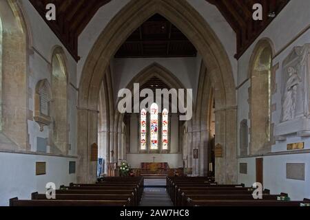 Early English architecture from the 13th century inside the church at Potterne, Wiltshire, England, UK Stock Photo