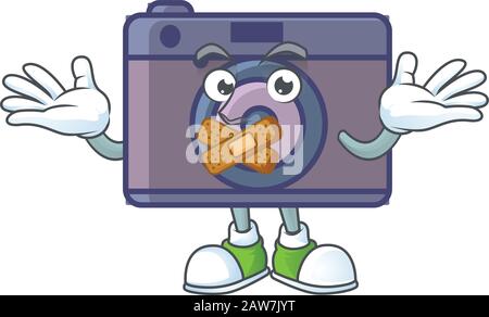 mascot cartoon character design of retro camera making a silent gesture Stock Vector