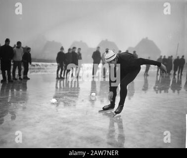 Langebaan Contests in St. Pancras, Wim Schoone in action Date: January 21, 1964 Keywords: skating, sport Stock Photo