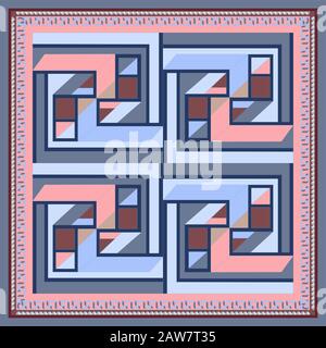Silk scarf with a geometric pattern. Stock Vector