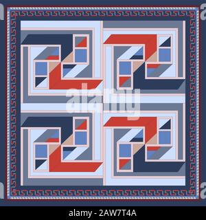 Silk scarf with a geometric pattern. Stock Vector