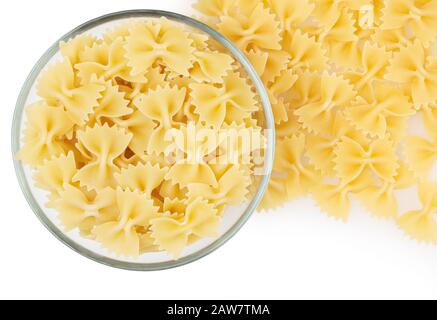 Bow tie pasta isolated on white background with clipping path Stock Photo