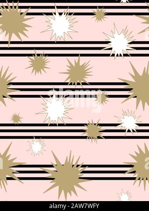Scandinavian seamless pattern with stars and stripe background. Stock vector. Stock Vector