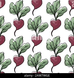 Seamless vector pattern with beets Stock Vector