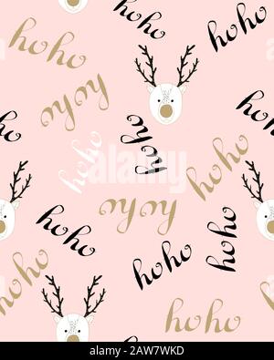 Hohoho and deer pattern Stock Vector