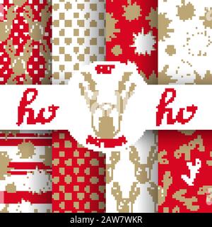 set of Christmas abstract vector paper with Christmas symbols and design elements for scrapbook. Stock Vector