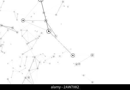 Connected lines and circles network illustration 3d isolated on white background Stock Photo