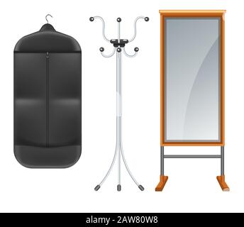 Clothing suit bag with coat rack and full length mirror Stock Vector