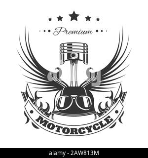 Racing motorcycle club, bikers emblem T-shirt print Stock Vector