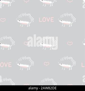 seamless cute hedgehog animal pattern Stock Vector