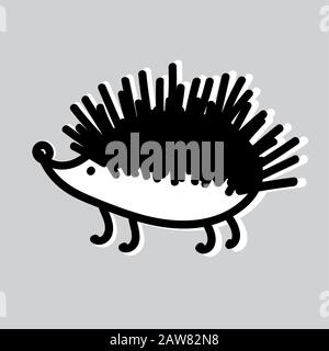 Vector illustration of hedgehog. Isolated on grey. Stock Vector