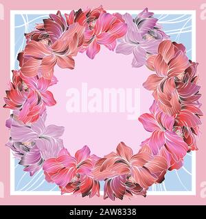 Design for square pocket, shawl, textile. Stock Vector