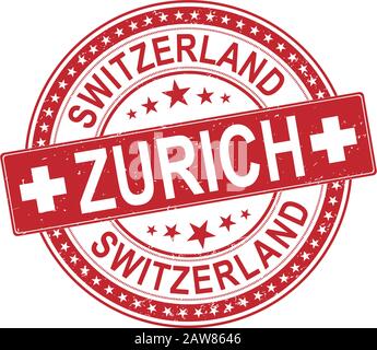 Grunge rubber stamp with the text Switzerland, Zurich, vector illustration Stock Vector