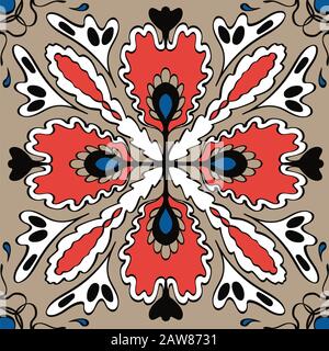 Decorative colorful tile pattern design. Stock Vector