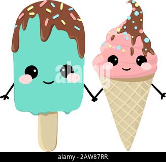 Greeting card with ice cream for Valentine's day. Stock Vector