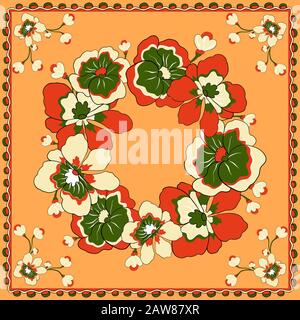 Floral print, can use be for shawl, decor, fabric. Stock Vector