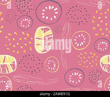 Seamless abstract fruit and vegetables vegetarian food patternё Stock Vector