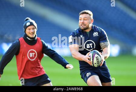 BT Murrayfield Stadium.Edinburgh.Scotland, UK. 7th Feb, 2020. Scots Rugby Training session ahead of Guinness Six Nations Test Scotland vs England.Rory Sutherland Scotland . Credit: eric mccowat/Alamy Live News Stock Photo