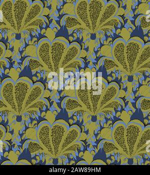 Paisley on a dark blue background. Floral vector pattern. Stock Vector