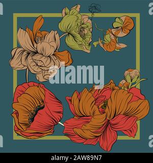 Floral pattern, can use be for shawl, decor, fabric. Stock Vector
