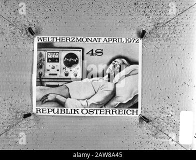 Austrian postage stamp with heart patient Annotation: Repro Negative Date: December 16, 1971 Location: Austria Keywords: stamps Stock Photo