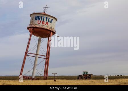 Leaning Tower of Britten, once a truck stop marketing feature and now a roadside attraction, Groom, Texas, USA [No property release; available for edi Stock Photo