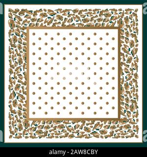 Silk scarf with dots and leopard spots. Stock Vector