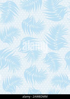 Tropical palm leaves and dots, jungle leaf seamless vector floral pattern background. Stock Vector