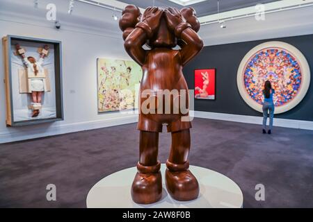 London, UK. 7th February, 2020. Kaws, At this Time, 2013, est £0.7-0.9m - Sotheby's previews its Contemporary Art Sale which takes place on 11th February 2020 in London. Credit: Guy Bell/Alamy Live News Stock Photo