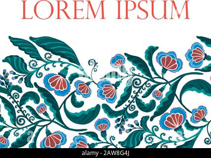 Postcard elegant template with abstract hand drawn floral elements. Vector decorative rustic wedding invite. Stock Vector