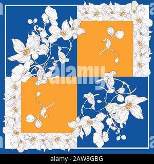 Silk scarf with apple blossom. Abstract seamless vector pattern with ...