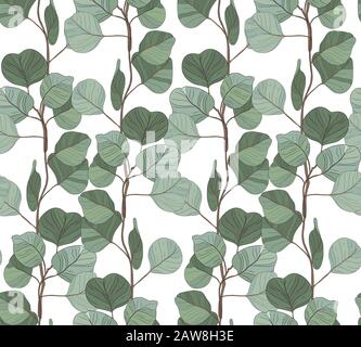 Seamless pattern with eucalyptus. Stock Vector