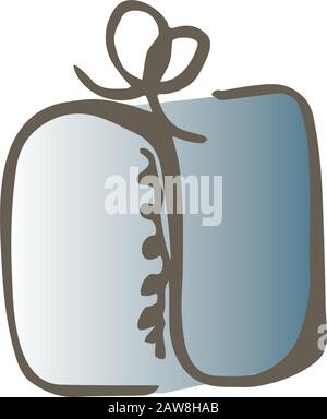 Illustration of gift icon on white background Happy New Year 2019 Greeting Card with Silver Numbers and Confetti Frame on White Background. Vector Stock Vector