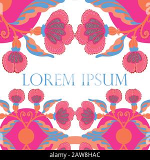 Postcard elegant template with abstract hand drawn floral elements. Vector decorative rustic wedding invite. Stock Vector