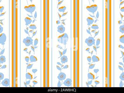 Vintage style seamless pattern with Flowers roses and stripes Stock Vector