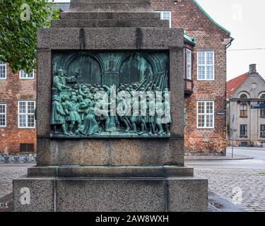 The Reformation Memorial to the Reformation of Denmark by sculptor Max Andersen & architect Harald Lønborg-Jense on Bispetorv , Copenhagen, Denmark. Stock Photo