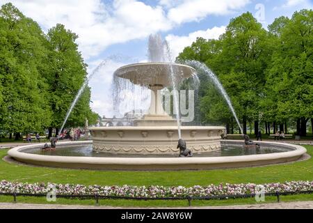 The fountain in the Saxon Garden in Warsaw, Poland Stock Photo