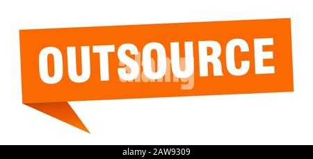 outsource speech bubble. outsource ribbon sign. outsource banner Stock Vector