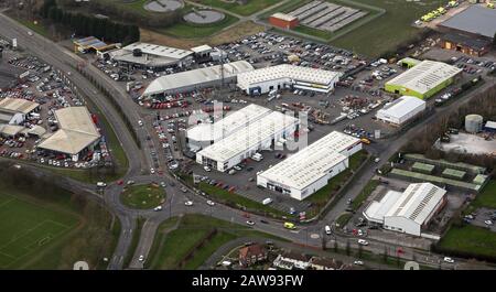 aerial view of a small industrial estate on Merchants Way, Wheatley Hall Road, Doncaster DN2 Stock Photo