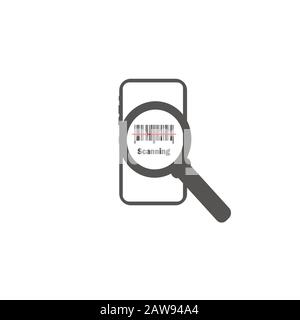 Vector icon barcode reading information through a mobile application. Stock Vector