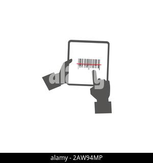 barcode, reading information through a mobile application from a tablet Stock Vector