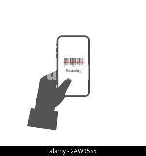 barcode, reading information through a mobile application from a smartphone Stock Vector