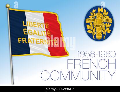 French Community historical flag, french african countries, 1958-1960, vector illustration Stock Vector