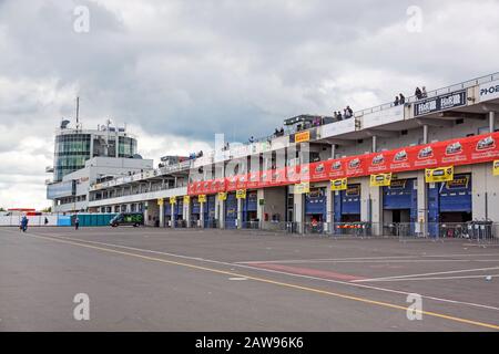 Nurburg, Germany - May 20, 2017: Race track Nurburgring - pit lane and TUV Tower Stock Photo