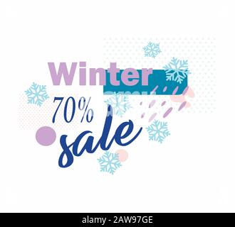 Stylish vector icon seasonal sale - winter discounts. Shopping day, online shopping, sale up to 70% off - visit the store Stock Vector