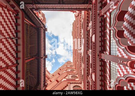 Red Mosque known also as Jami Ul Alfar Mosque in Colombo, Sri Lanka. Stock Photo