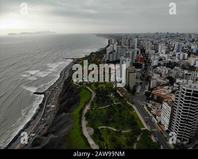 Sky view from the district of Miraflores in Lima Peru Stock Photo