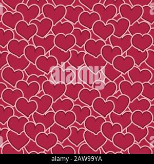 Heart shapes seamless pattern. Fascinating background for textiles, surface, wallpaper, site backdrop. Eps file, vector image. Stock Vector